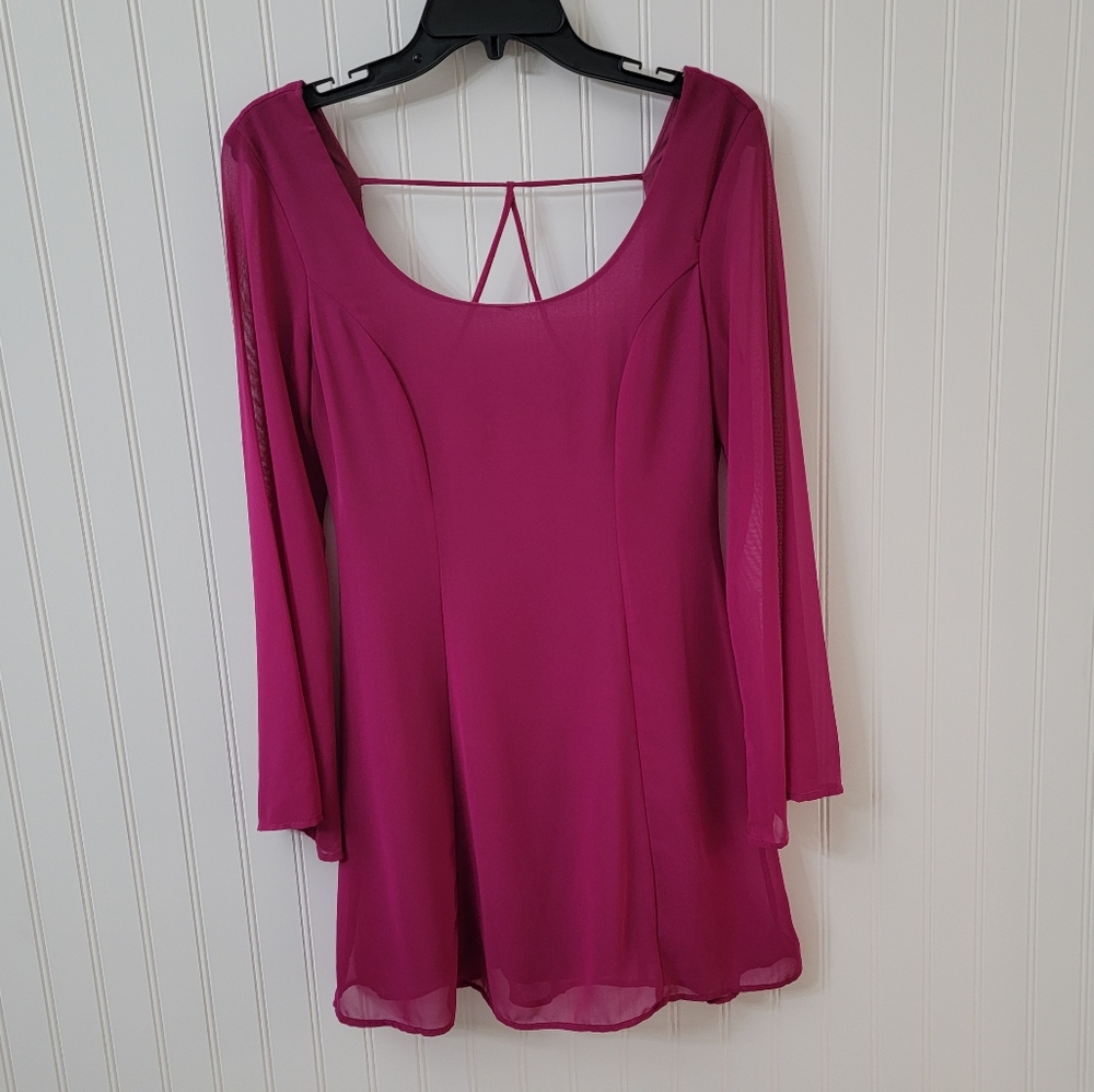 Solemio fushia long sleeve dress size small